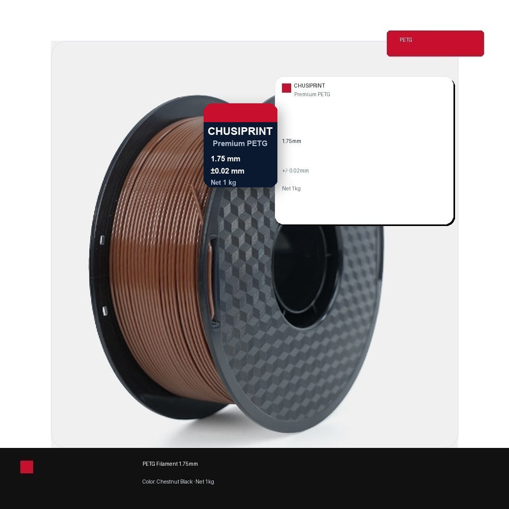 CHUSIPRINT PETG 3D Printing Filament 1.75mm 1kg - Chestnut Black