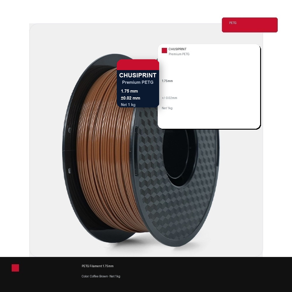 CHUSIPRINT PETG 3D Printing Filament 1.75mm 1kg - Coffee Brown