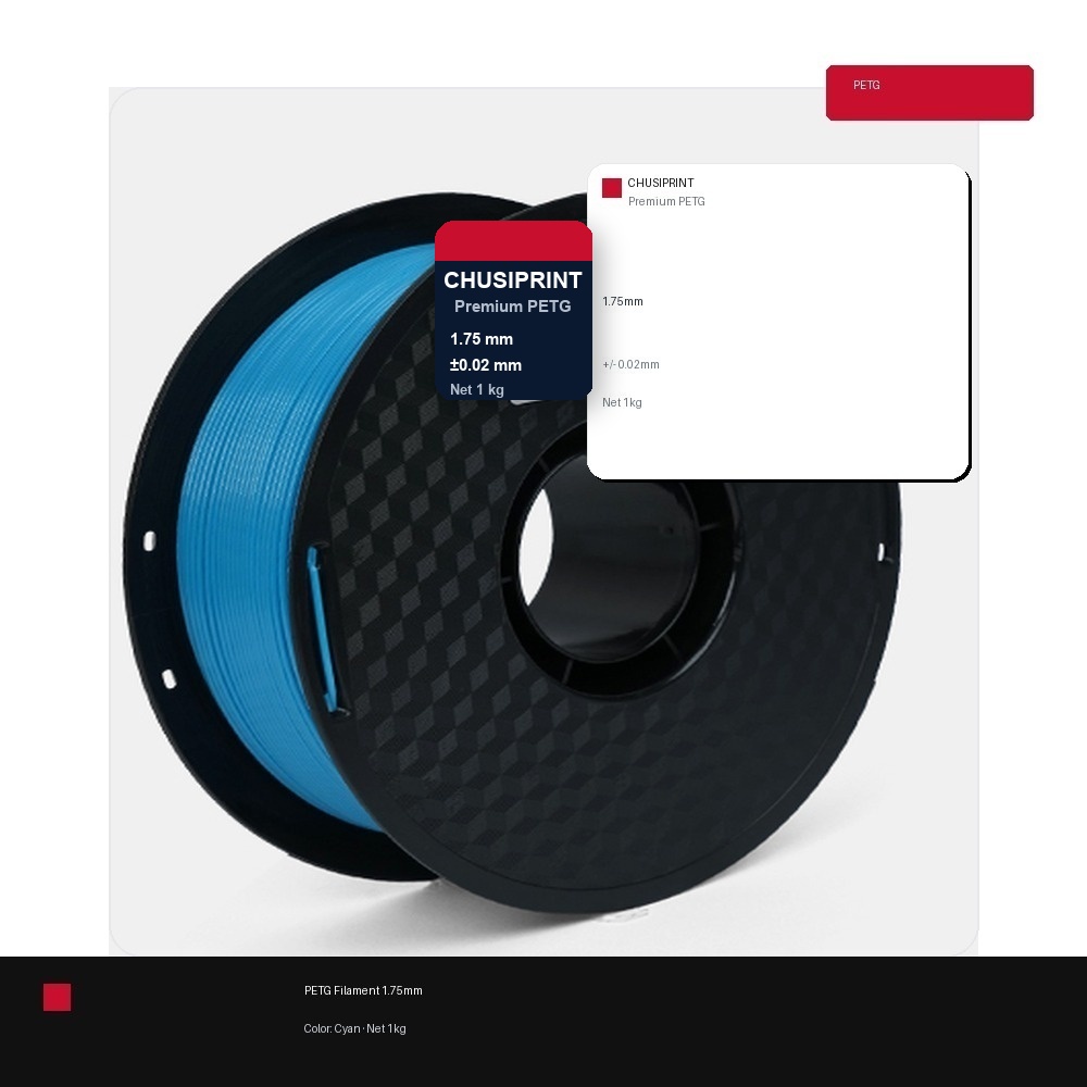 CHUSIPRINT PETG 3D Printing Filament 1.75mm 1kg - Cyan