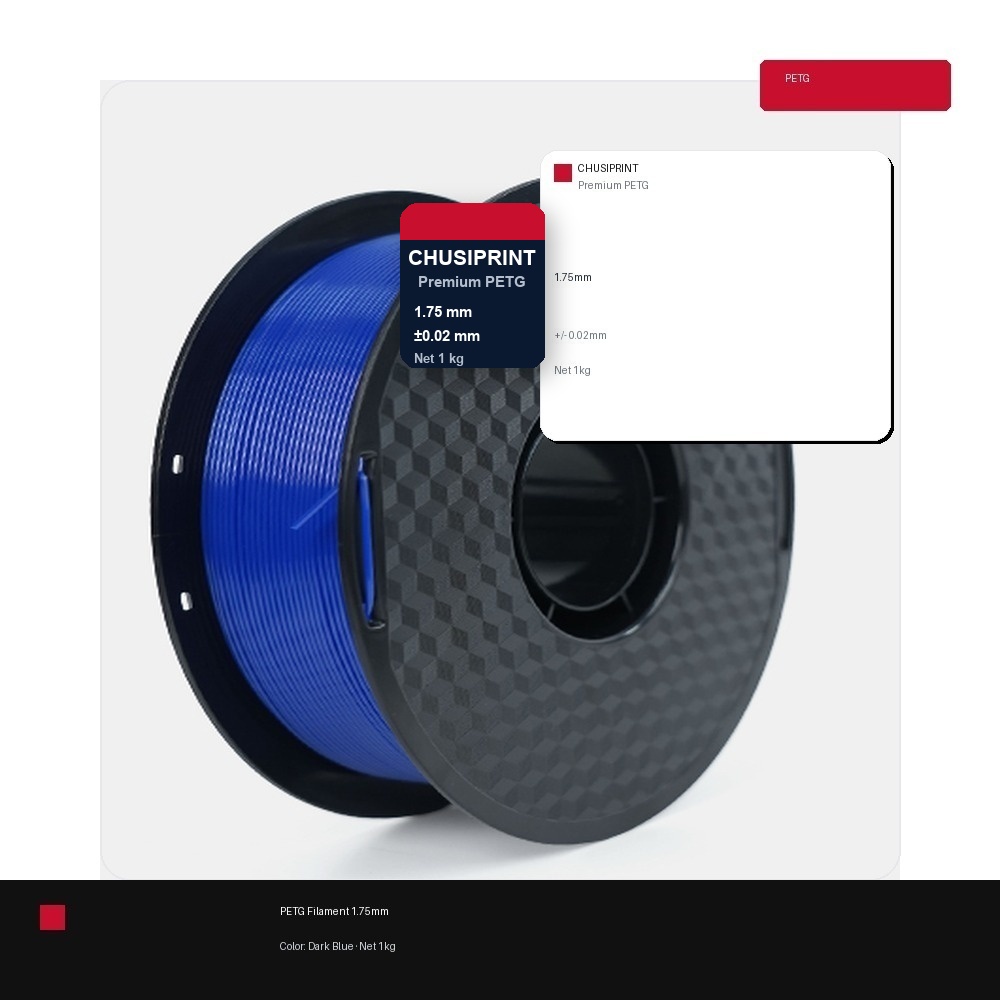CHUSIPRINT PETG 3D Printing Filament 1.75mm 1kg - Dark Blue