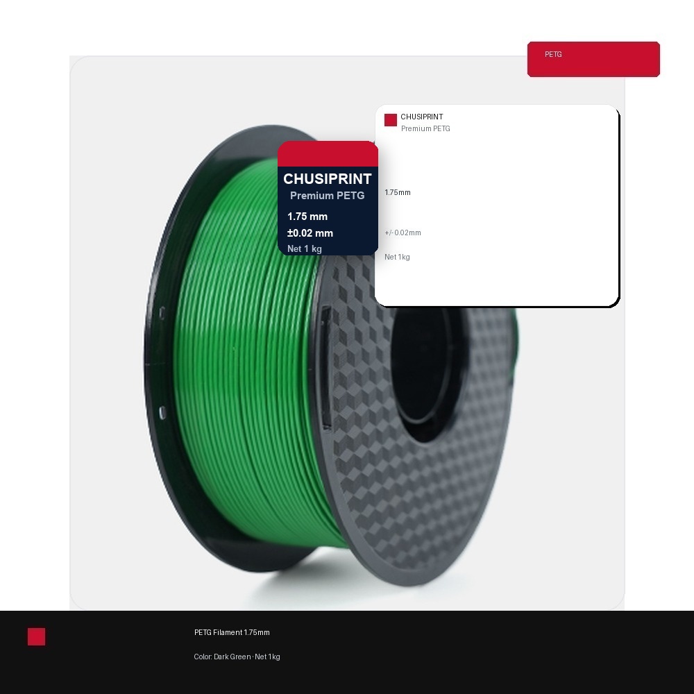 CHUSIPRINT PETG 3D Printing Filament 1.75mm 1kg - Dark Green