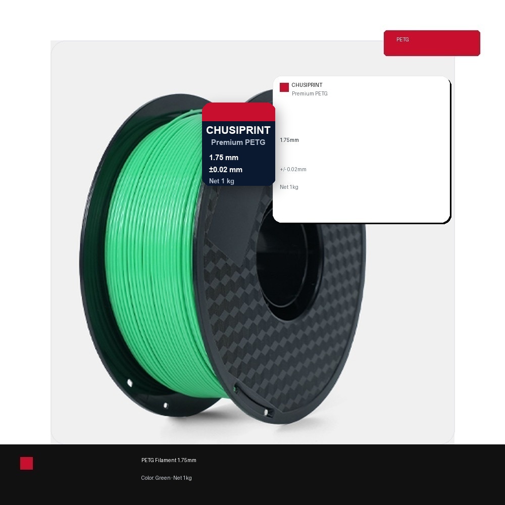CHUSIPRINT PETG 3D Printing Filament 1.75mm 1kg - Green