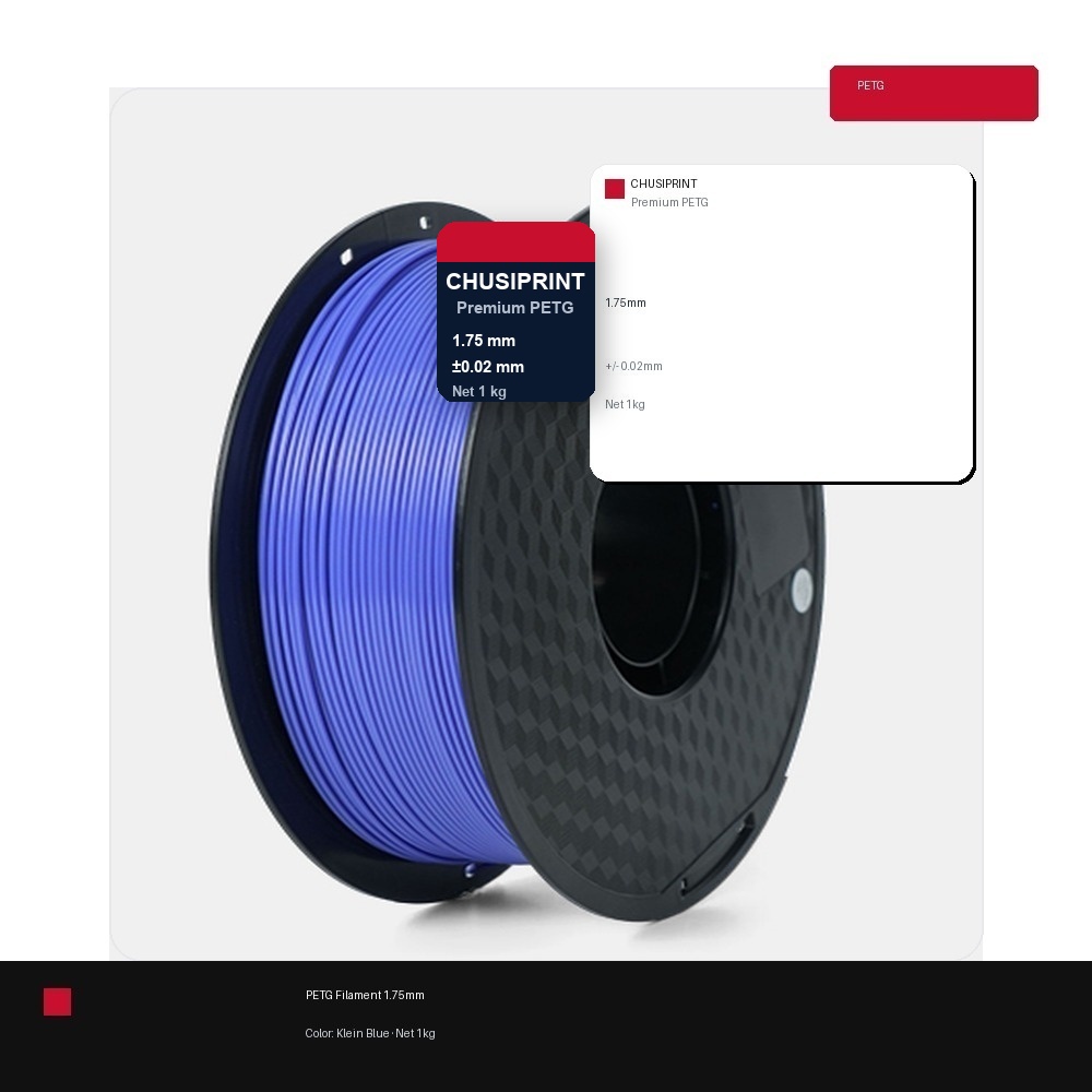 CHUSIPRINT PETG 3D Printing Filament 1.75mm 1kg - Klein Blue