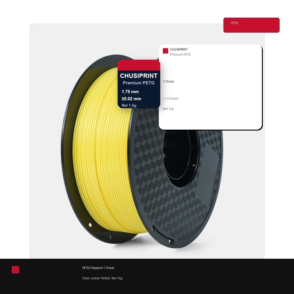 CHUSIPRINT PETG 3D Printing Filament 1.75mm 1kg - Lemon Yellow