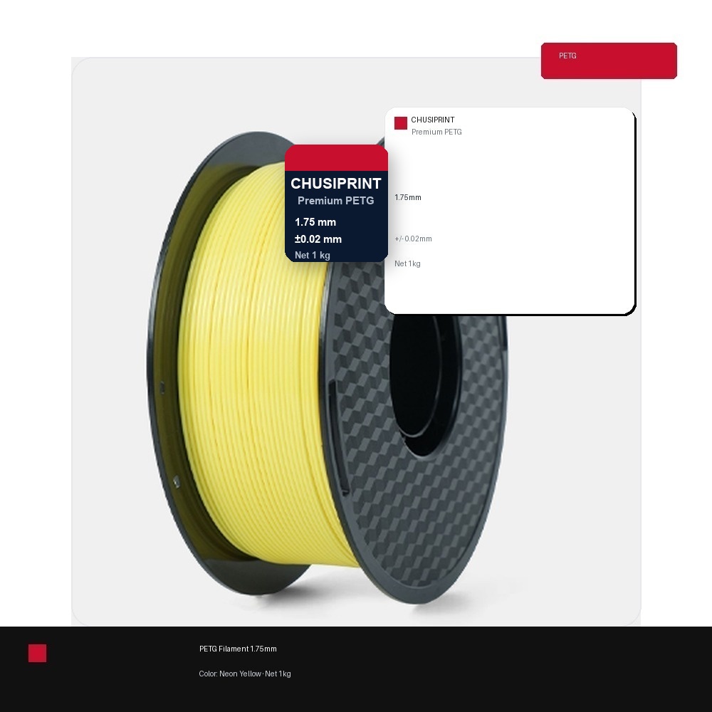 CHUSIPRINT PETG 3D Printing Filament 1.75mm 1kg - Neon Yellow