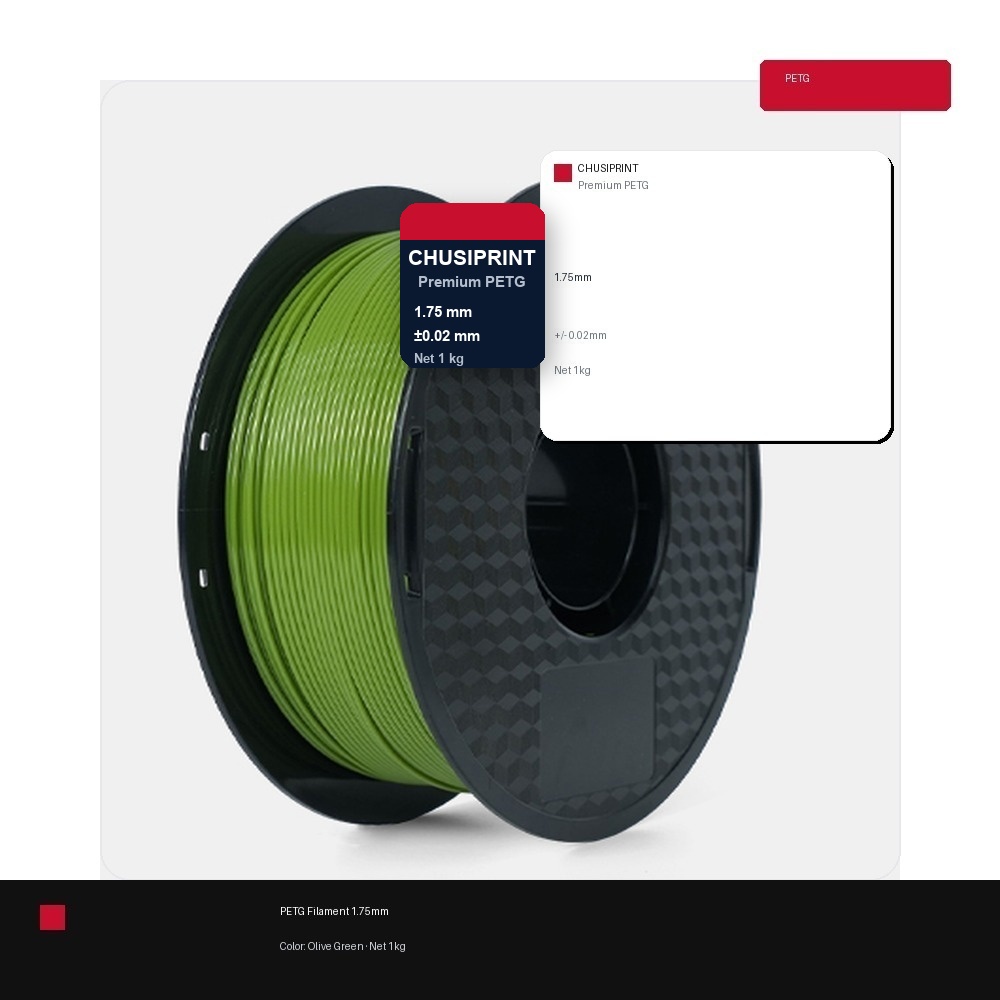 CHUSIPRINT PETG 3D Printing Filament 1.75mm 1kg - Olive Green