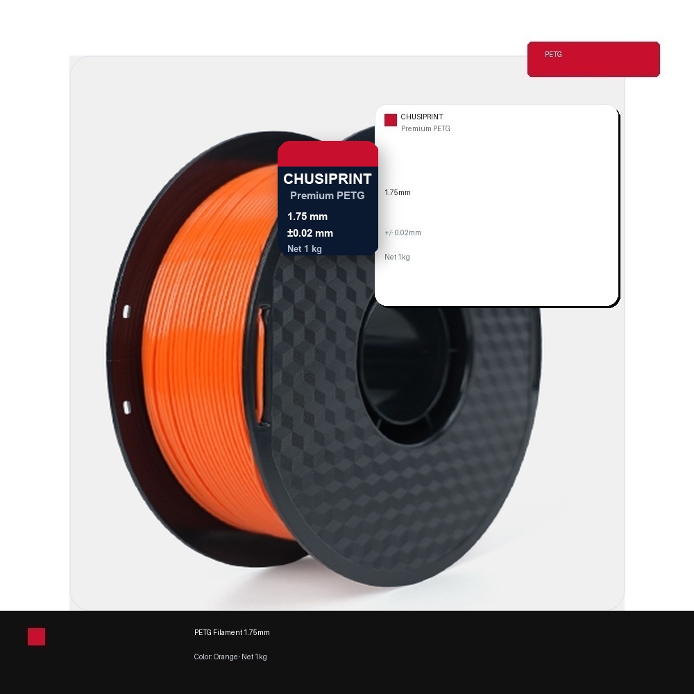 CHUSIPRINT PETG 3D Printing Filament 1.75mm 1kg - Orange