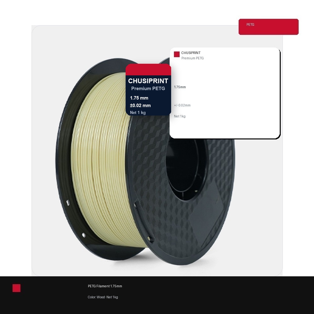 CHUSIPRINT PETG 3D Printing Filament 1.75mm 1kg - Wood